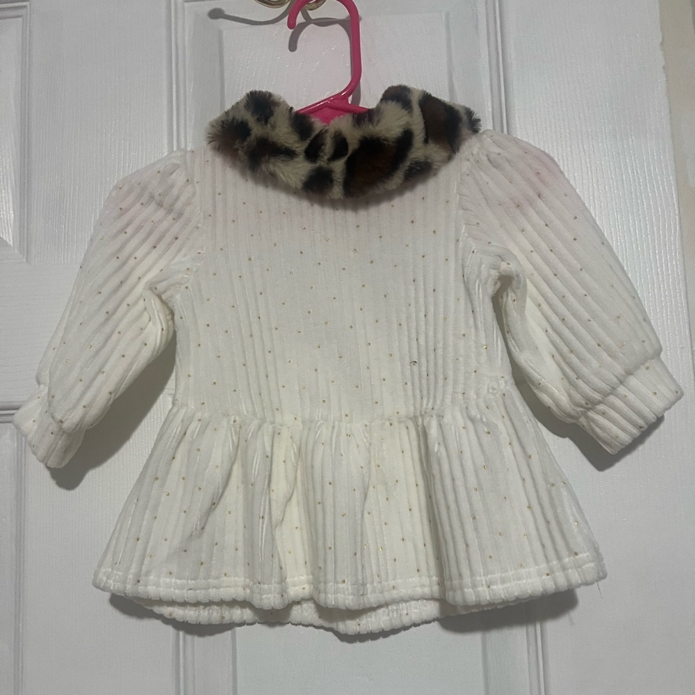 Leopard Collar White Kids Top